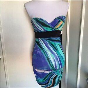Strapless swirl mini dress